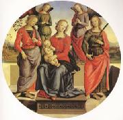 Pietro Perugino The Virgin and child Surrounded by Two Angels (mk05) oil painting picture wholesale